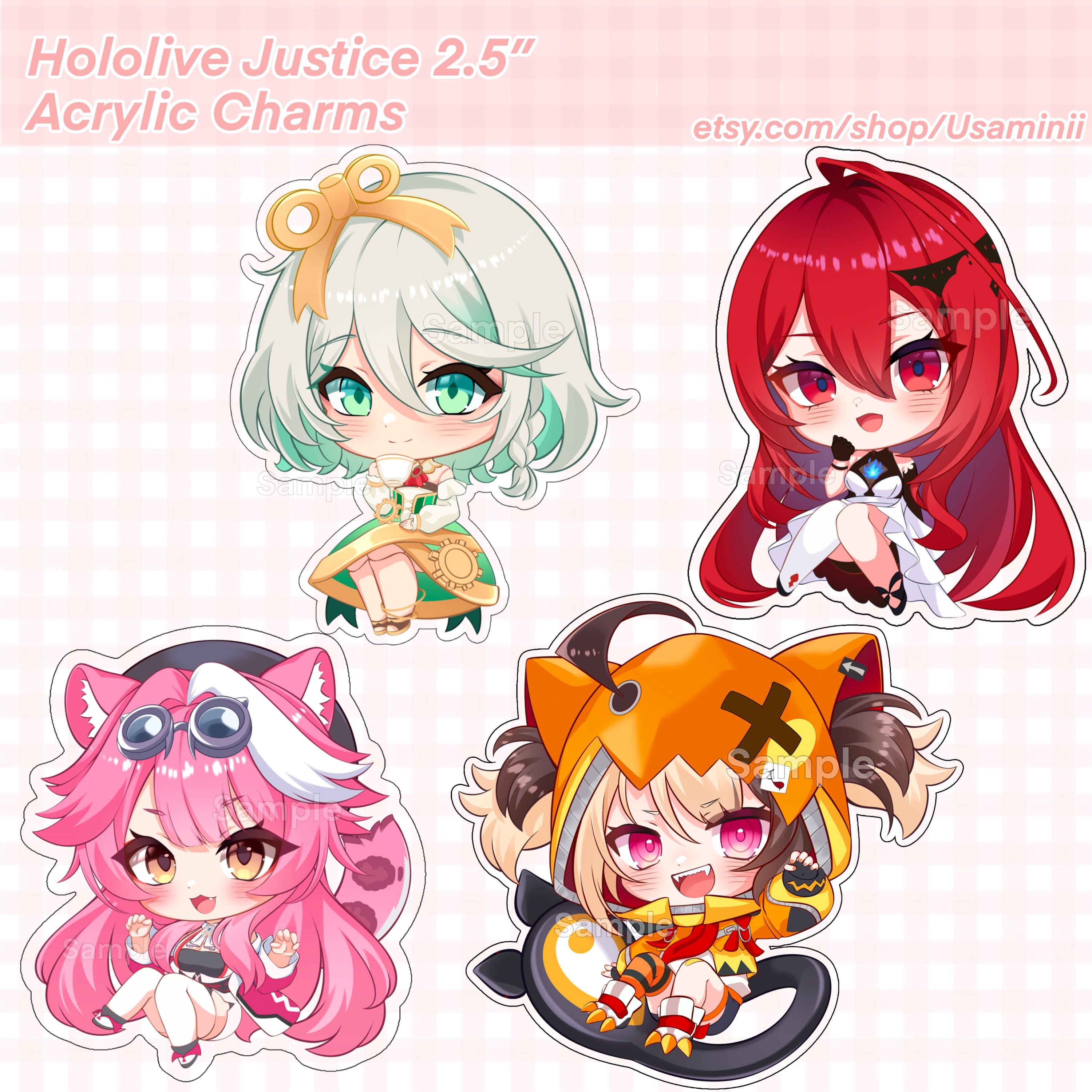 Hololive Justice 2.5” Vtuber Acrylic Charms, Acrylic Keychain