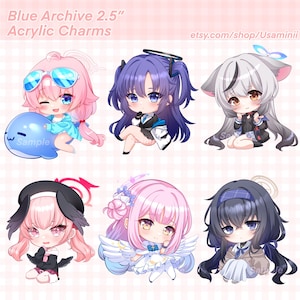 Blue Archive Acrylic Charms: 2.5&quot; Epoxy Keychains