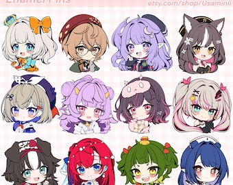 PREORDEN - Pin de esmalte VTuber de Phase Connect: Mari, Sleepy Eepy, Clio Aite, Airi, Shiina, Muu Muyu, Rie, Lia, Bibi, Sinon, Nitya, Dizzy