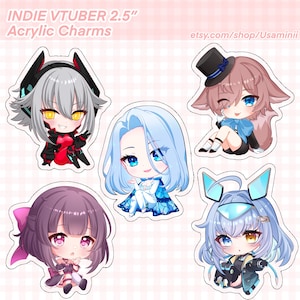 2.5” Indie Vtuber Acrylic Charms 2.0, Zentreya, Shondo, Monarch, Sayu Sincronisity, KitsenVT, FallenShadow, Acrylic Keychains, ENVtuber