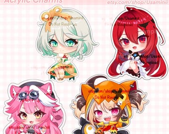 Hololive Justice 2,5-inch VTuber-acrylbedels, acrylsleutelhanger, Raora Panthera, Elizabeth Bloodflame, Cecilia Immergreen