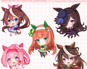 Uma Musume 2.5” Acrylic Charms (SET A) - Tokai Teio, Symboli Rudolf, Rice Shower, Silence Suzuka, Haru Urara