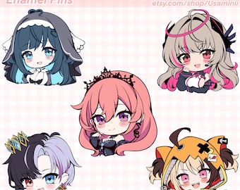 PREORDER - VTuber Enamel Pin: Nene Amano, Emiliya Fell, Rin Penrose, Gigi Murin, Runie Ruse