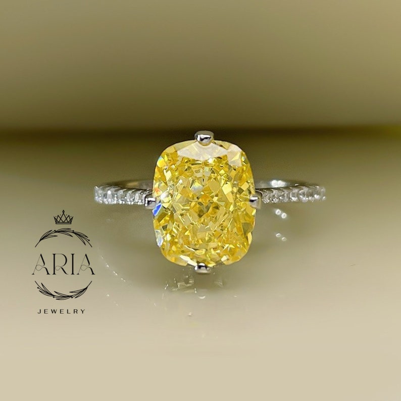 4 Ct Canary Yellow Diamond Ring 925 Silver Anniversary Gift Engagement Wedding Ring Lab Grown