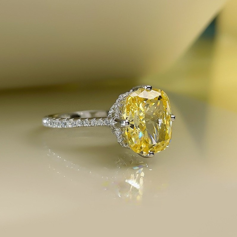 4 Ct Canary Yellow Diamond Ring 925 Silver Anniversary Gift Engagement Wedding Ring Lab Grown