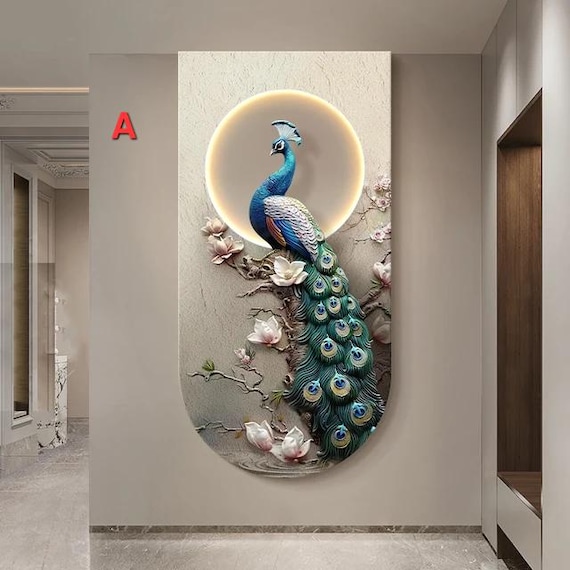 LED Peacock Crystal Porcelain U Shape Wall Art Home Decor - Etsy