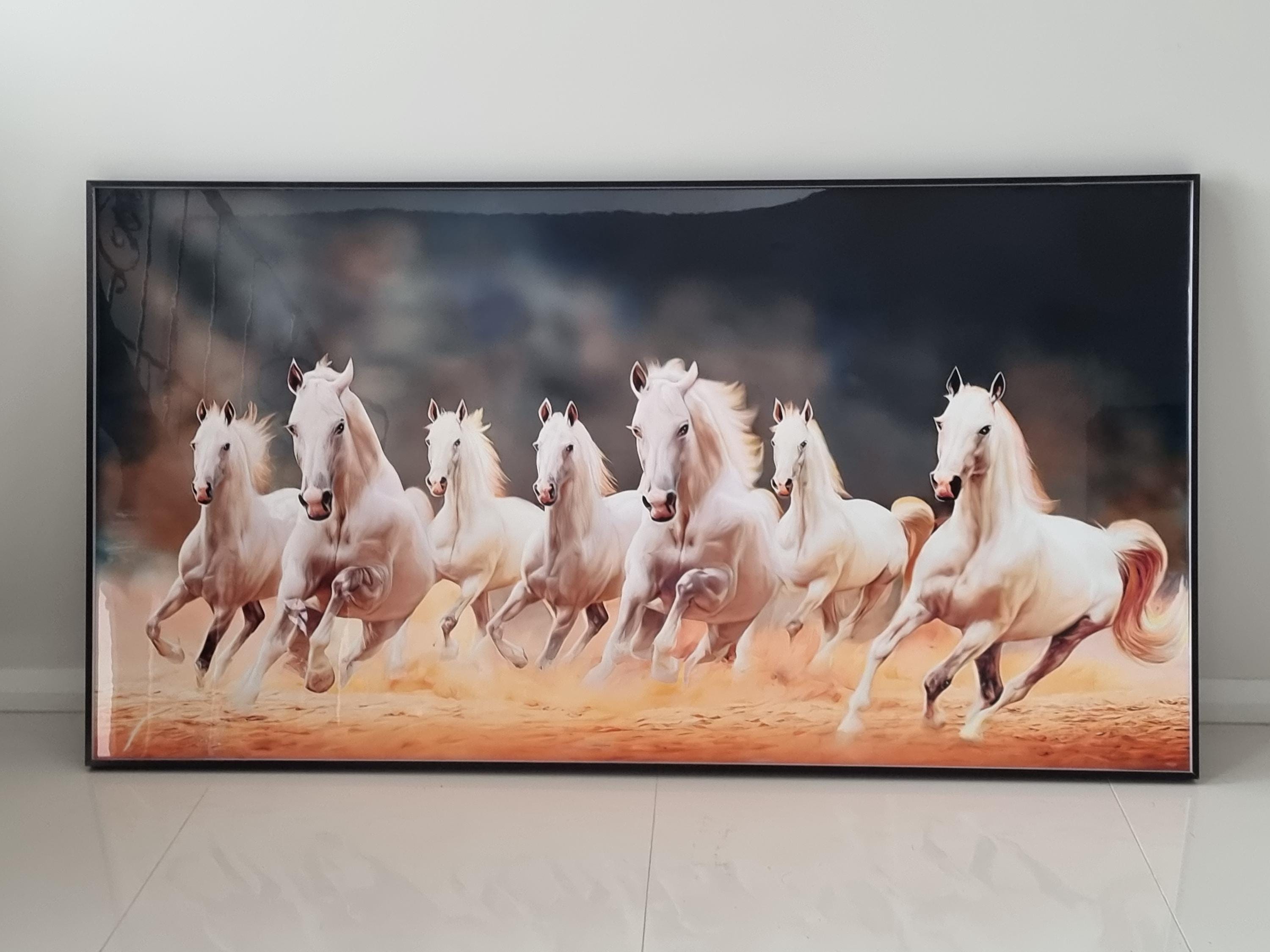 7 Running Horses Crystal Porcelain LED Wall Art - Luxury Home