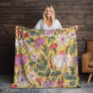 Luxurious Floral Rhapsody Crushed Velvet Throw Blanket - Thick, Plush Cozy Comfort - 5 Dreamy Colors
