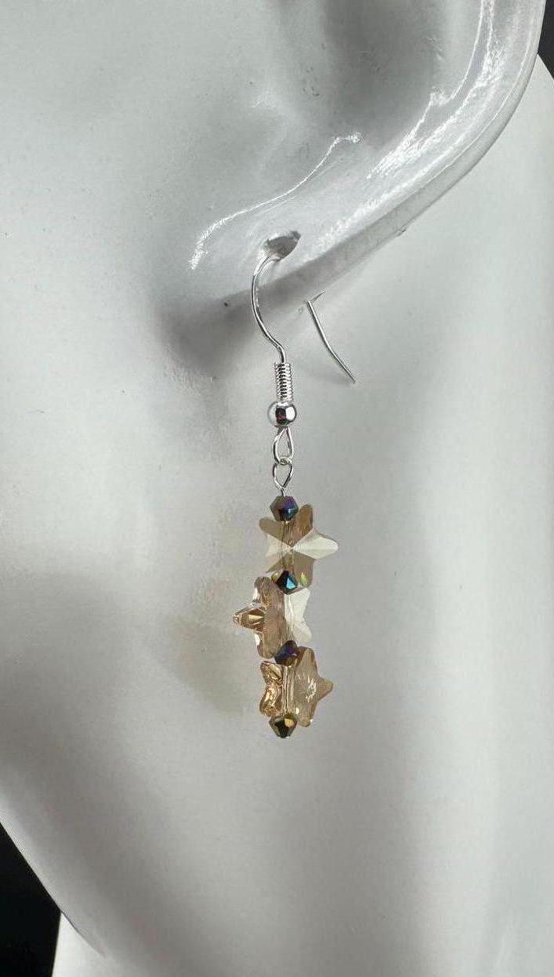 Sterling Silver Star and Planet Earrings with crystals from Swarovski