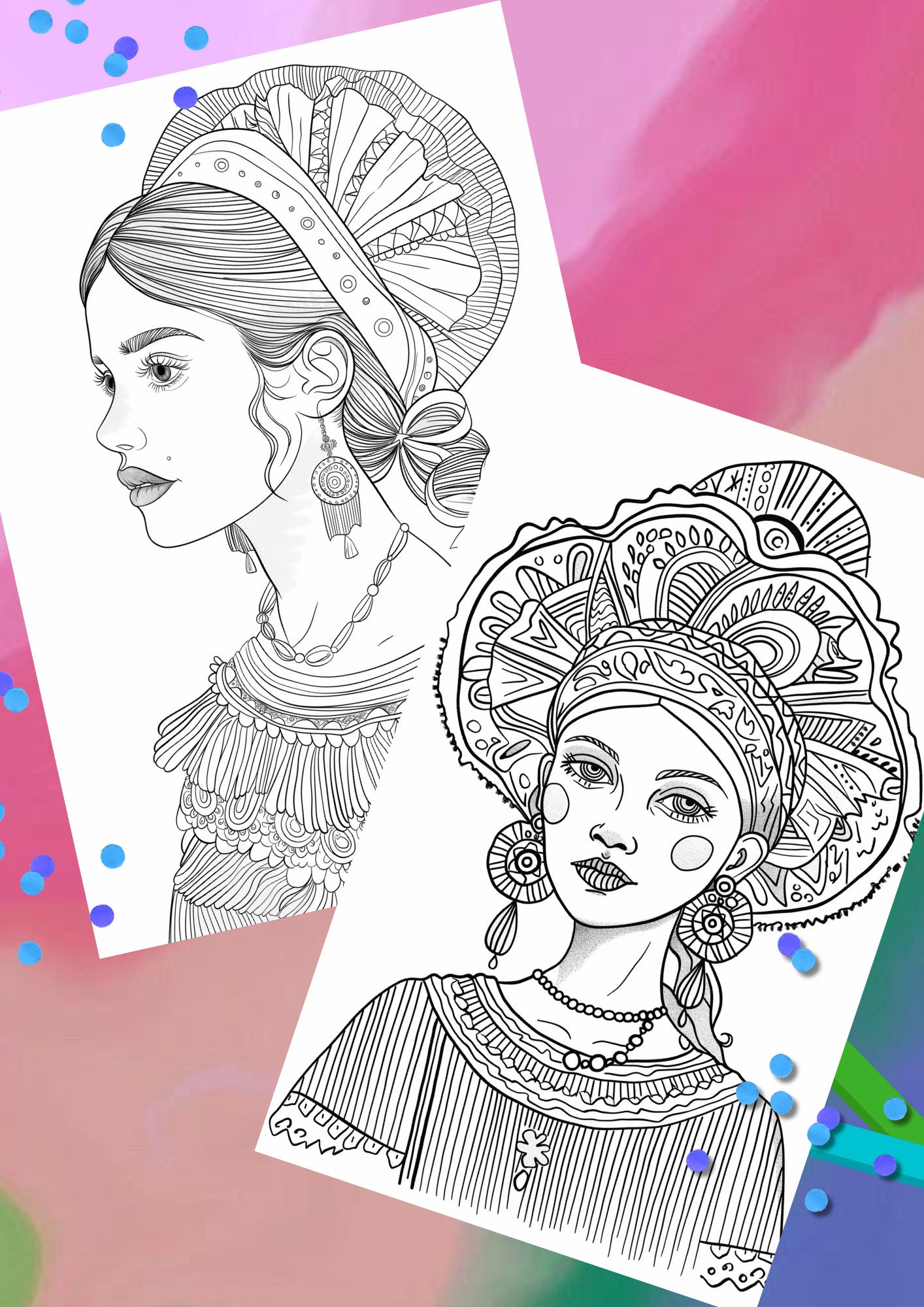 25 Fun Coloring Pages of Mexican Latin Girls, Lovely Floral Printable ...