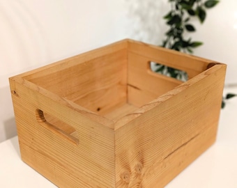 Elegant handmade wooden crate with handles