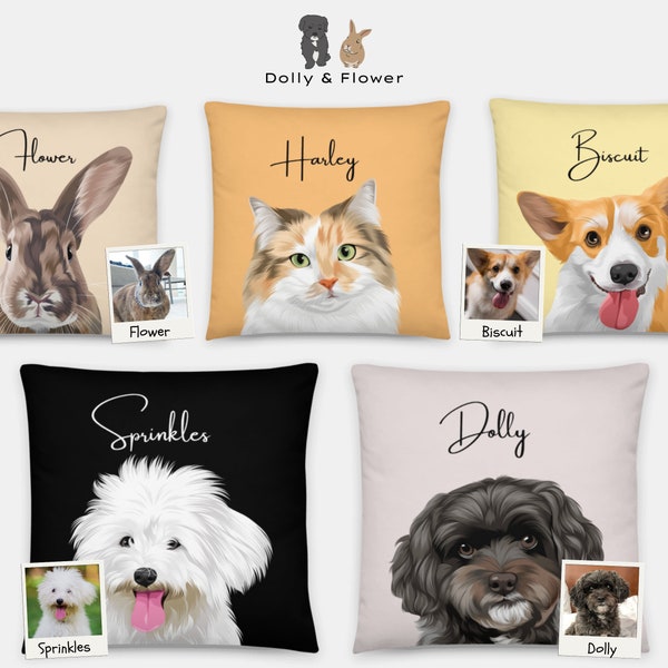 Custom Pet Pillow Using Pet Photo + Name Custom Cat Dog Pillow Personalized Cat Pillows Cases Cat Dog Picture Pillow Pet Picture Pillow