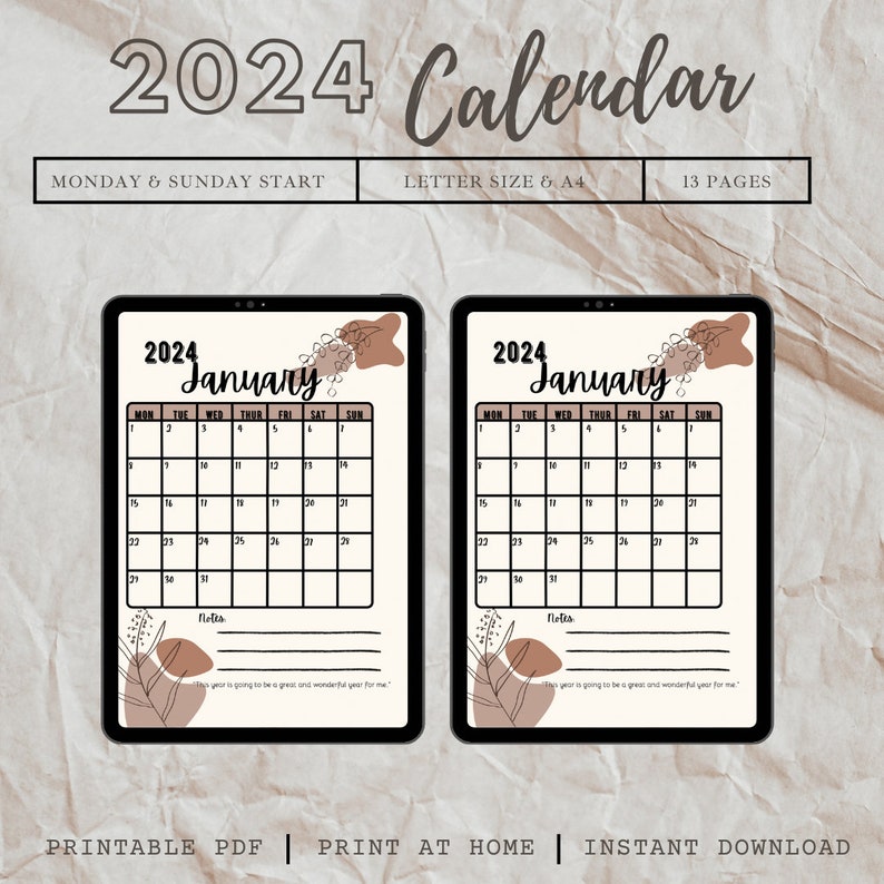 2024 Aesthetic Calendar Etsy