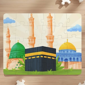 Islamic Holy Sites Puzzle: Muslim Kids Eid Gift