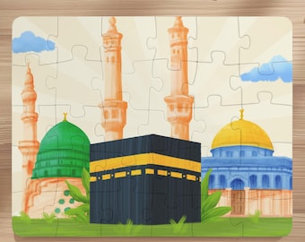 Islamic Holy Sites Puzzle: Muslim Kids Eid Gift