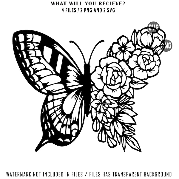 Butterfly SVG and PNG Files - Floral Butterfly Designs for Bible Verses, Cute Shirt Creations