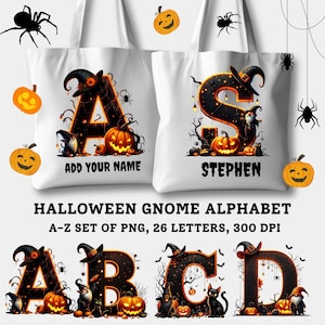 Litery na Halloween, Alfabet na Halloween, Gnomy na Halloween, Straszne litery, Dynia-duch nietoperza, Alfa Pack Doodle, Straszne kliparty, Doodle Png