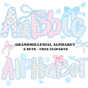 Grandmillenial Png, Grandmillennial Floral Mix Bow Alphabet PNG, Floral Alphabet, Preppy Designs, Alphabet Png,Hand Lettered,Alphabet Bundle