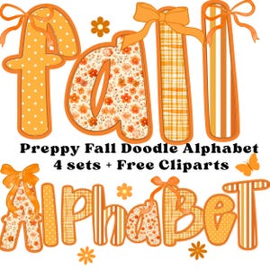 Fall Alphabet, Preppy Fall Png, Fall Doodle Letters, Floral Fall Png, Thanksgiving Letters, Fall letters, Autumn Letters, Grandmillenial Png