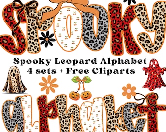 Alphabet léopard effrayant Png, Png léopard fantôme d'Halloween, Coquette fantôme boo mignon Png, Halloween drôle, Clipart saison effrayante, Halloween rétro