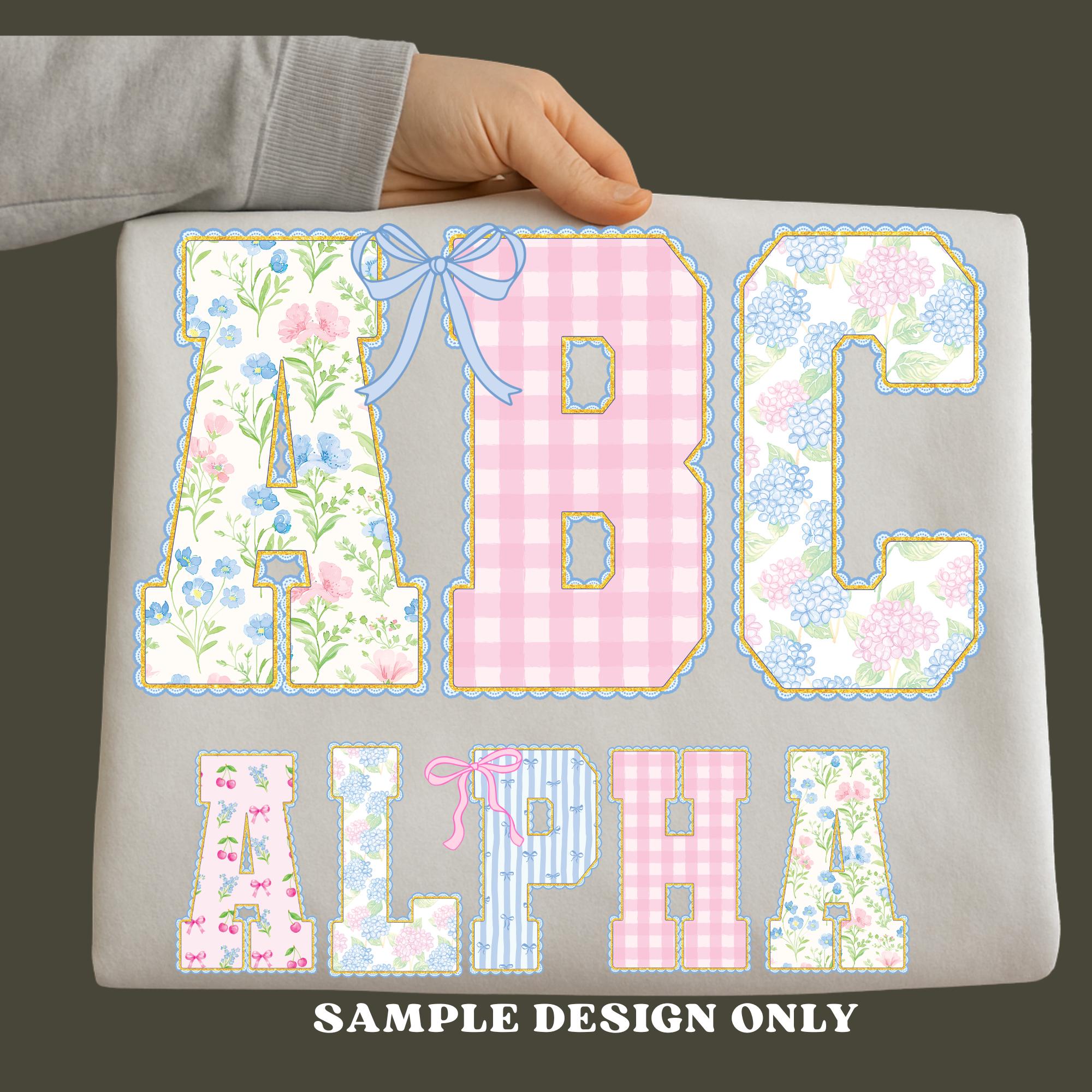 Grandmillennial PNG Alphabet Bundle, Floral Lace Alphabet, Preppy ...