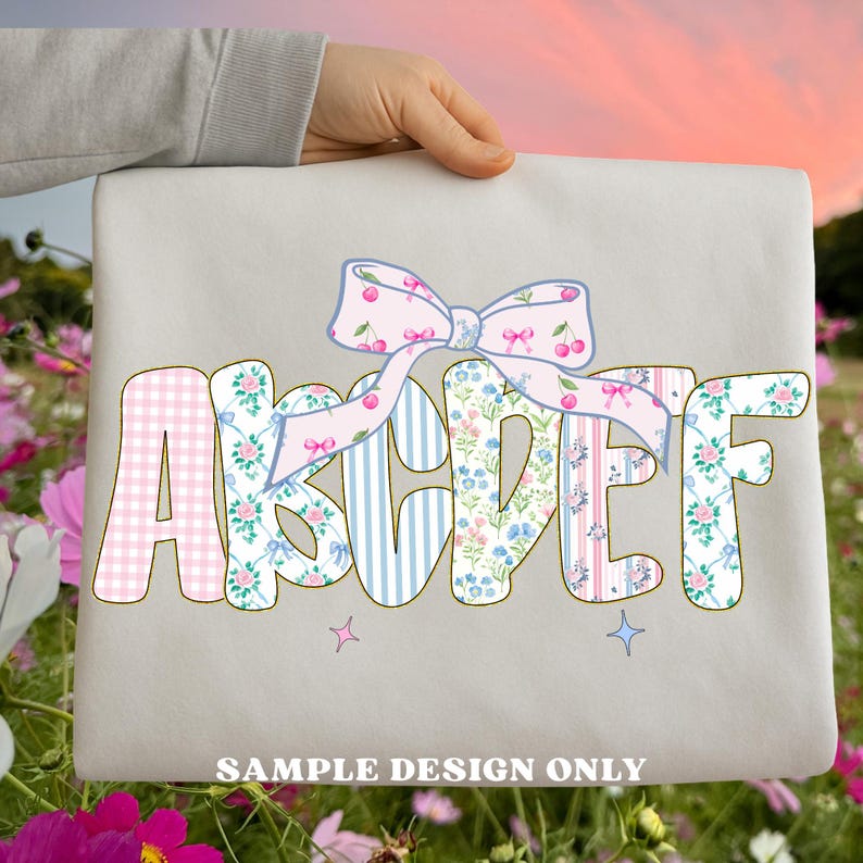 Grandmillenial Png, Floral Alphabet, Preppy Designs, Alphabet Png, Vintage Floral, Hand Lettered, Alphabet Bundle,Floral Png,Pastel Alphabet image 8