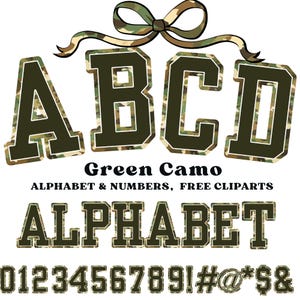 Camo Alphabet PNG Letters and Numbers, Hunting Camouflage Font Clipart for Sublimation, Camo Shirt Designs, Army and Outdoor Crafts