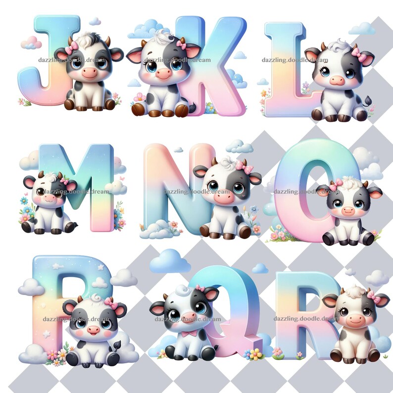 Cow Letters, Cute Cow Png, Animal Letters, Cow Decor, Cow Alphabet ...