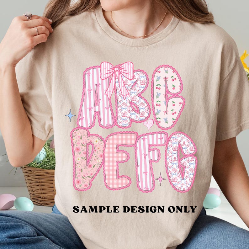 Grandmillennial Lace Floral Alphabet PNG Bundle, Pastel Pink Alphabet ...