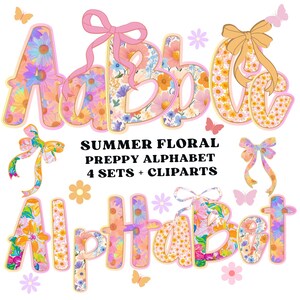 Floral Alphabet Png, Summer Floral Png, Hand Lettered Png, Grandmillenial Png, Preppy Designs, Vintage Floral Png, Pastel Alphabet,Alphapack