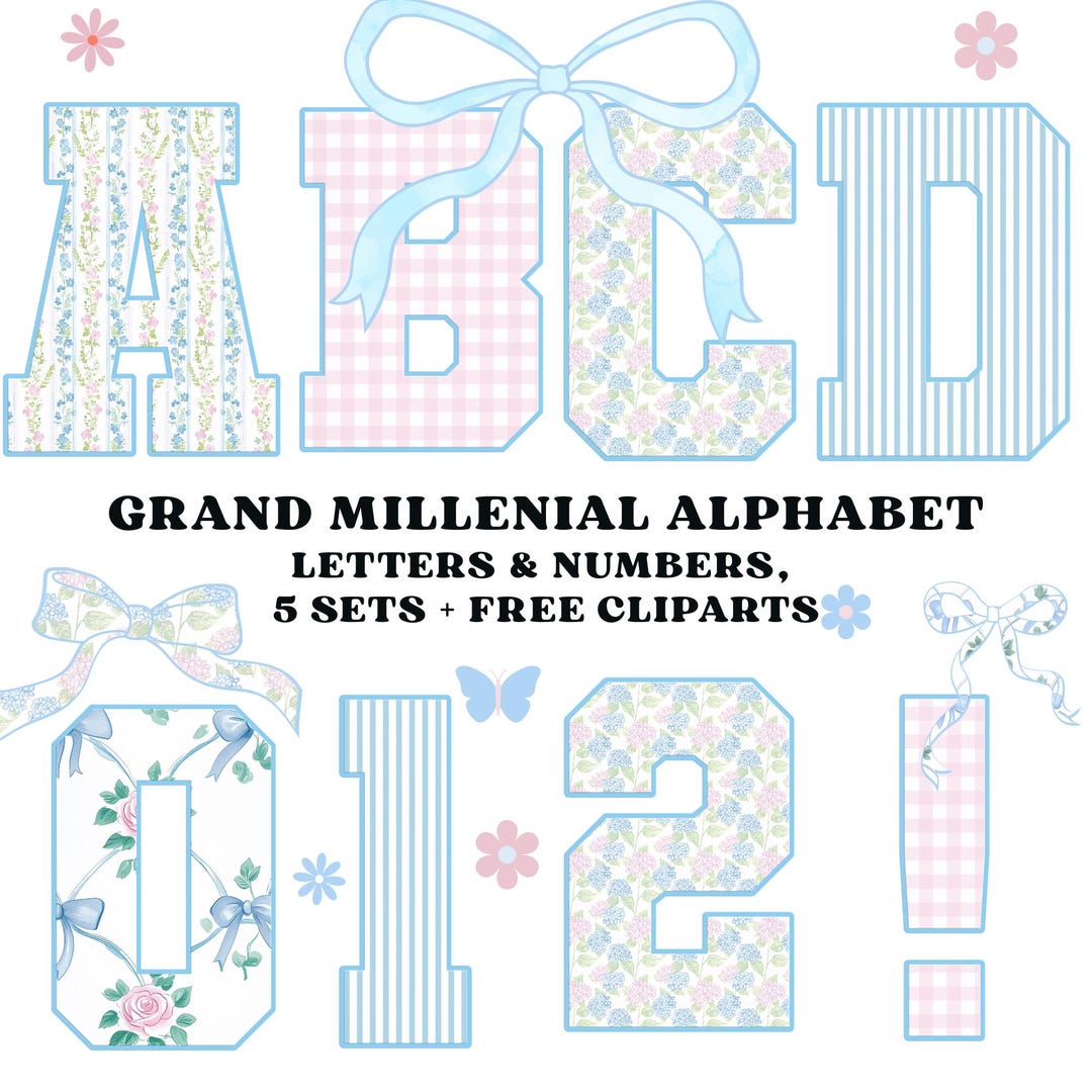 Grandmillenial Png, Floral Alphabet, Preppy Designs, Alphabet Png ...
