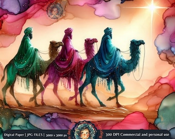 Three Kings Christmas Clipart, Three Wise Men, Christmas Cards, Christmas Ornaments,Epiphany Clipart, Wise Men Nativity PNG,Biblical Holiday