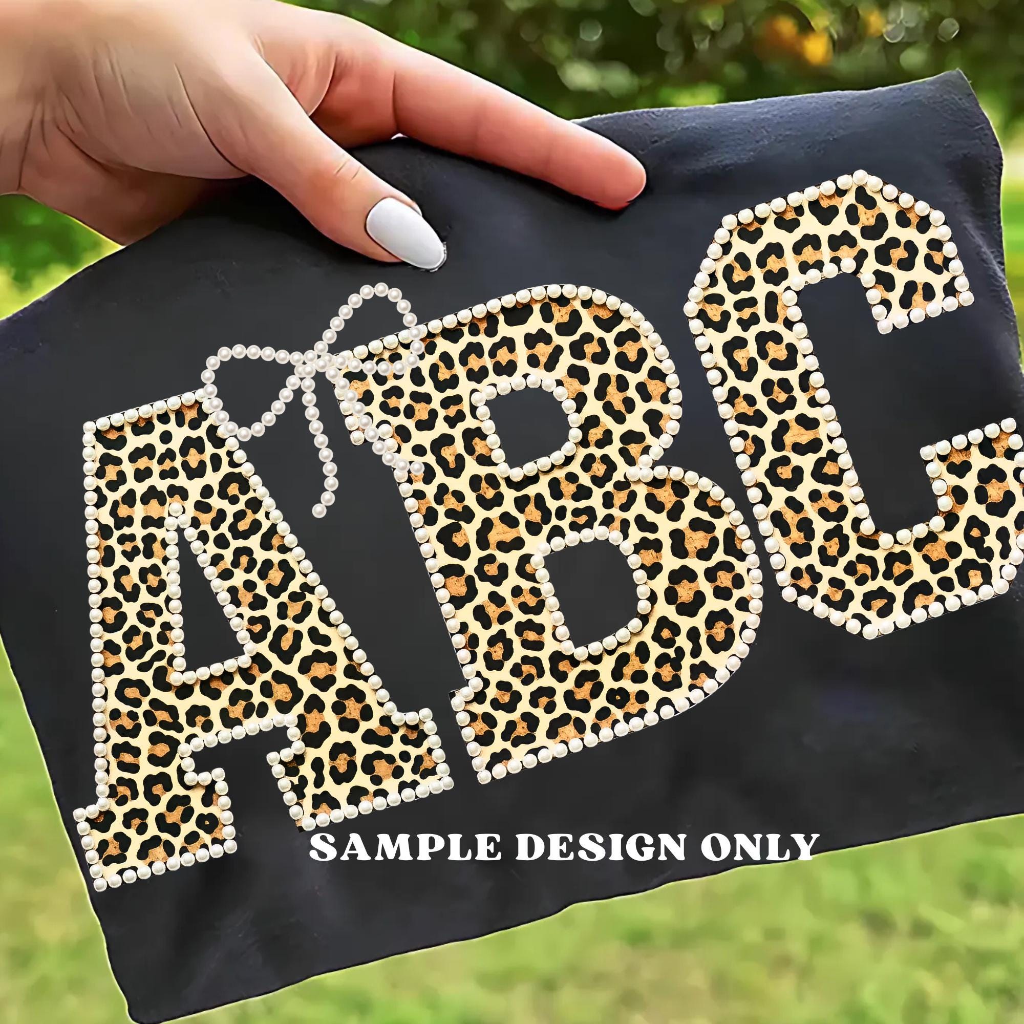 Leopard Pearl Alphabet PNG Bundle, Pearl Outline Letters & Numbers ...