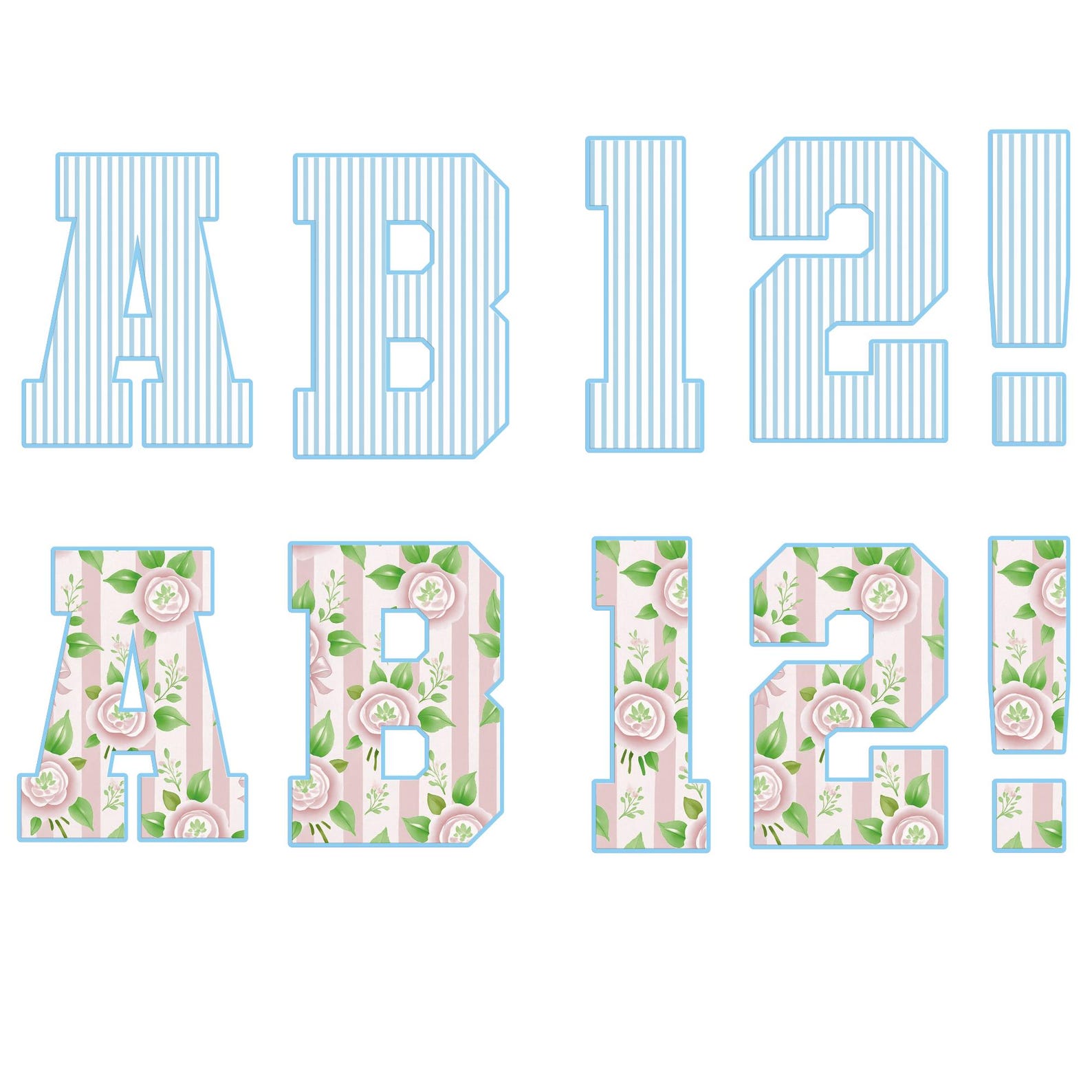 Grandmillenial PNG Floral Alphabet Bundle, Preppy Pastel Hand Lettered ...