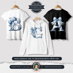 Chinoiserie Blue Toile letter with a delicate coquette bow, featuring an elegant vintage design in blue and white, perfect for monograms, personalized decor, and digital art projects.