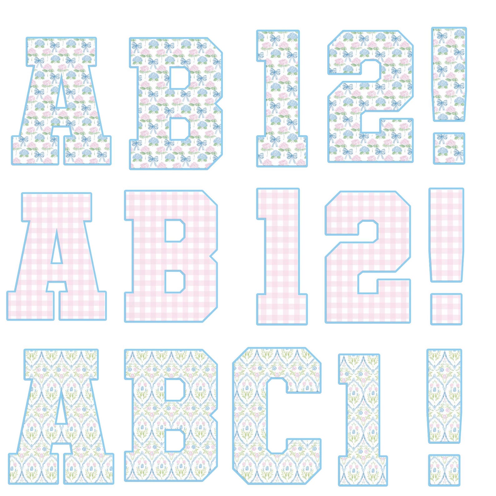Grandmillenial PNG Floral Alphabet Bundle, Preppy Pastel Hand Lettered ...