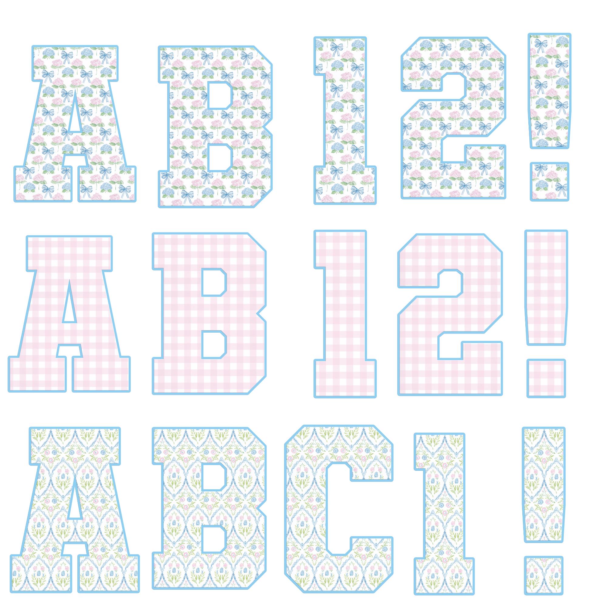 Grandmillenial PNG Floral Alphabet Bundle, Preppy Pastel Hand Lettered ...