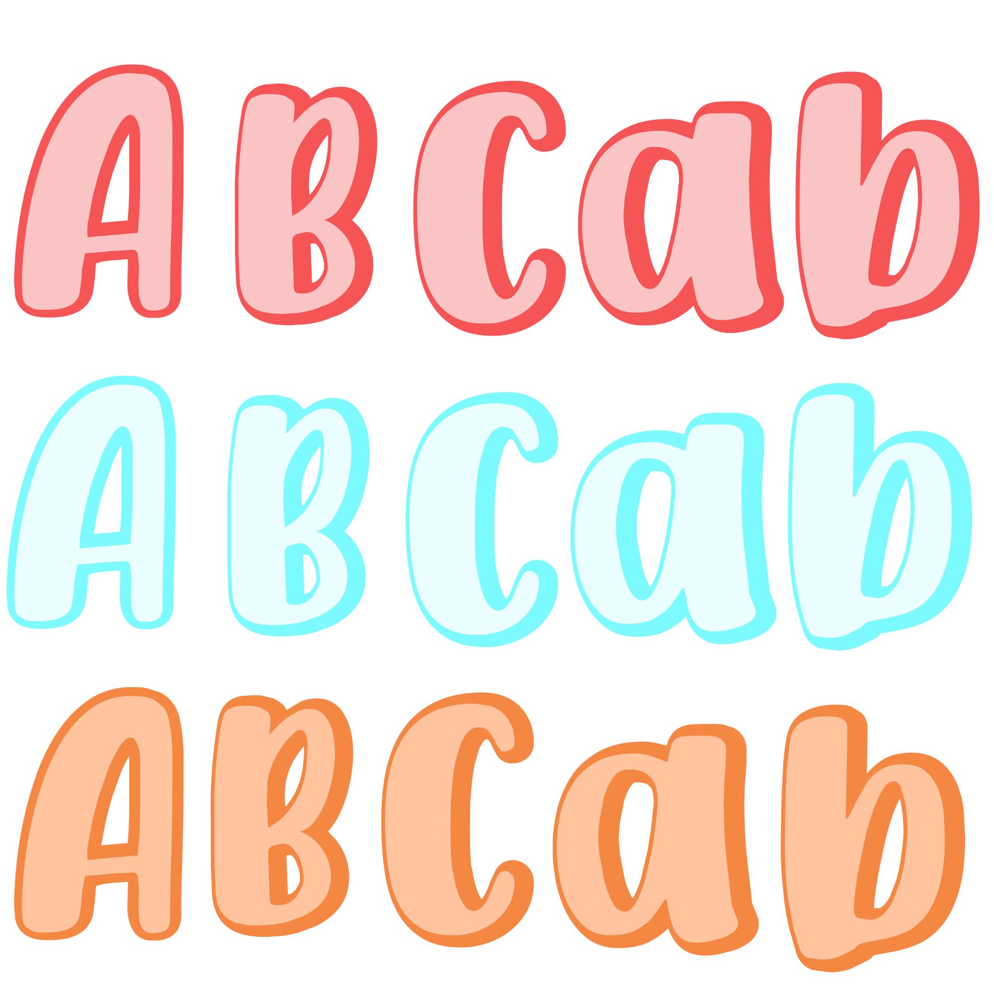 Preppy Doodle Alphabet PNG Bundle: Colorful Hand-drawn Font (digital ...
