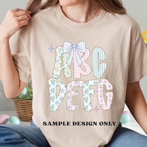 Grandmillenial Png, Floral Alphabet, Preppy Designs, Alphabet Png, Vintage Floral, Hand Lettered, Alphabet Bundle,Floral Png,Pastel Alphabet image 7