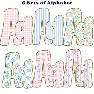 Grandmillenial Png, Floral Alphabet, Preppy Designs, Alphabet Png, Vintage Floral, Hand Lettered, Alphabet Bundle,Floral Png,Pastel Alphabet image 2