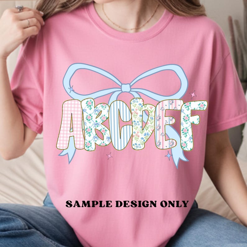 Grandmillenial Png, Floral Alphabet, Preppy Designs, Alphabet Png, Vintage Floral, Hand Lettered, Alphabet Bundle,Floral Png,Pastel Alphabet image 6
