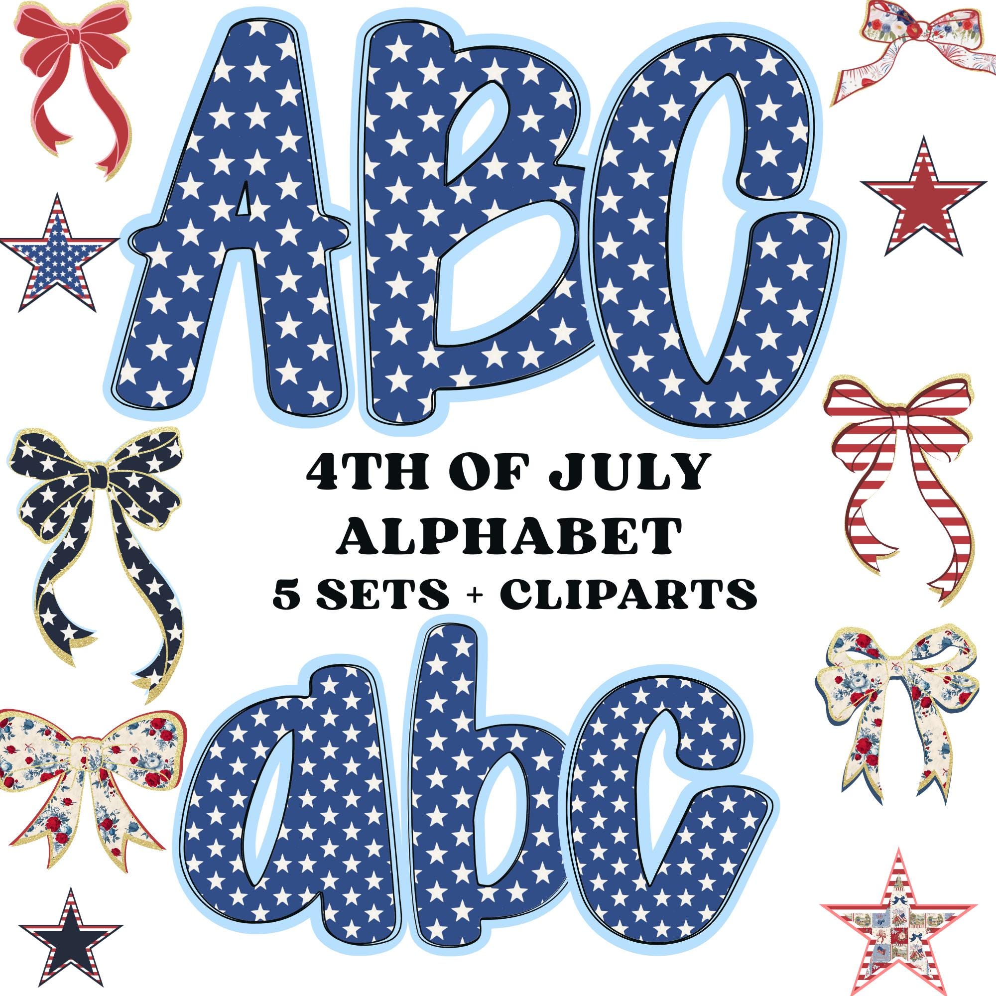 4th of July Alphabet PNG: Patriotic Doodle Letters (digital Download ...
