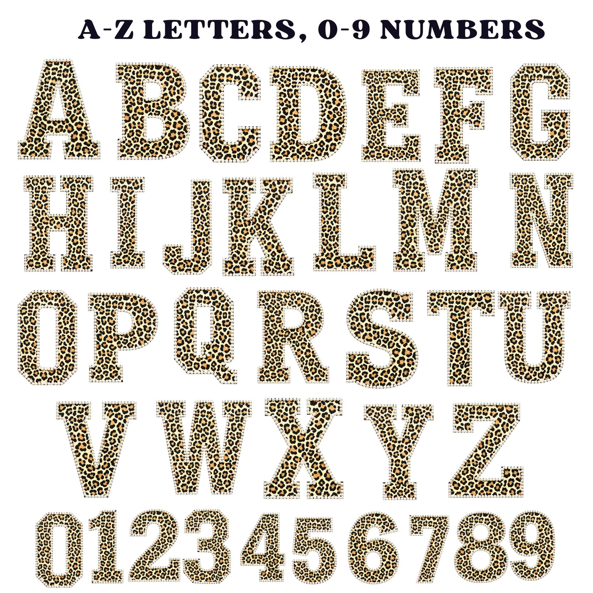 Leopard Pearl Alphabet PNG Bundle, Pearl Outline Letters & Numbers ...