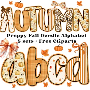 Retro Preppy Fall Floral Alphabet PNG, Grandmillennial Fall Alphabet PNG,  Coquette Aesthetic Font, Pumpkin Season Letters, Fall Monogram