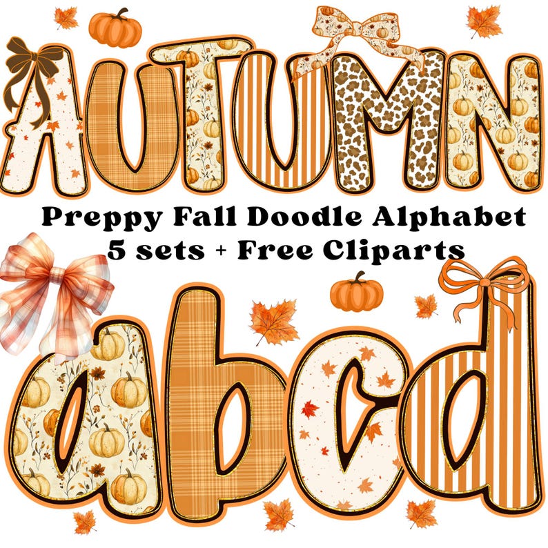 Retro Preppy Fall Floral Alphabet PNG, Grandmillennial Fall Alphabet ...