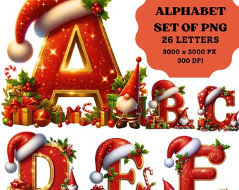 クリスマスアルファベットPNG、クリスマス文字クリップアート、クリスマスノーム、クリスマス昇華文字、クリスマスフォント、カード作成、昇華