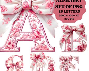 Chinoiserie Letters, Chinoiserie Png, Pink Toile Letters, Coastal Granddaughter, Chinoiserie Doodle, Alphabet Png, Png Letters, Sublimation