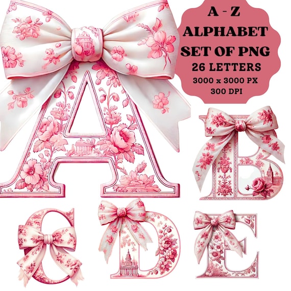 Chinoiserie Letters, Chinoiserie Png, Pink Toile Letters, Coastal Granddaughter, Chinoiserie Doodle, Alphabet Png, Png Letters, Sublimation