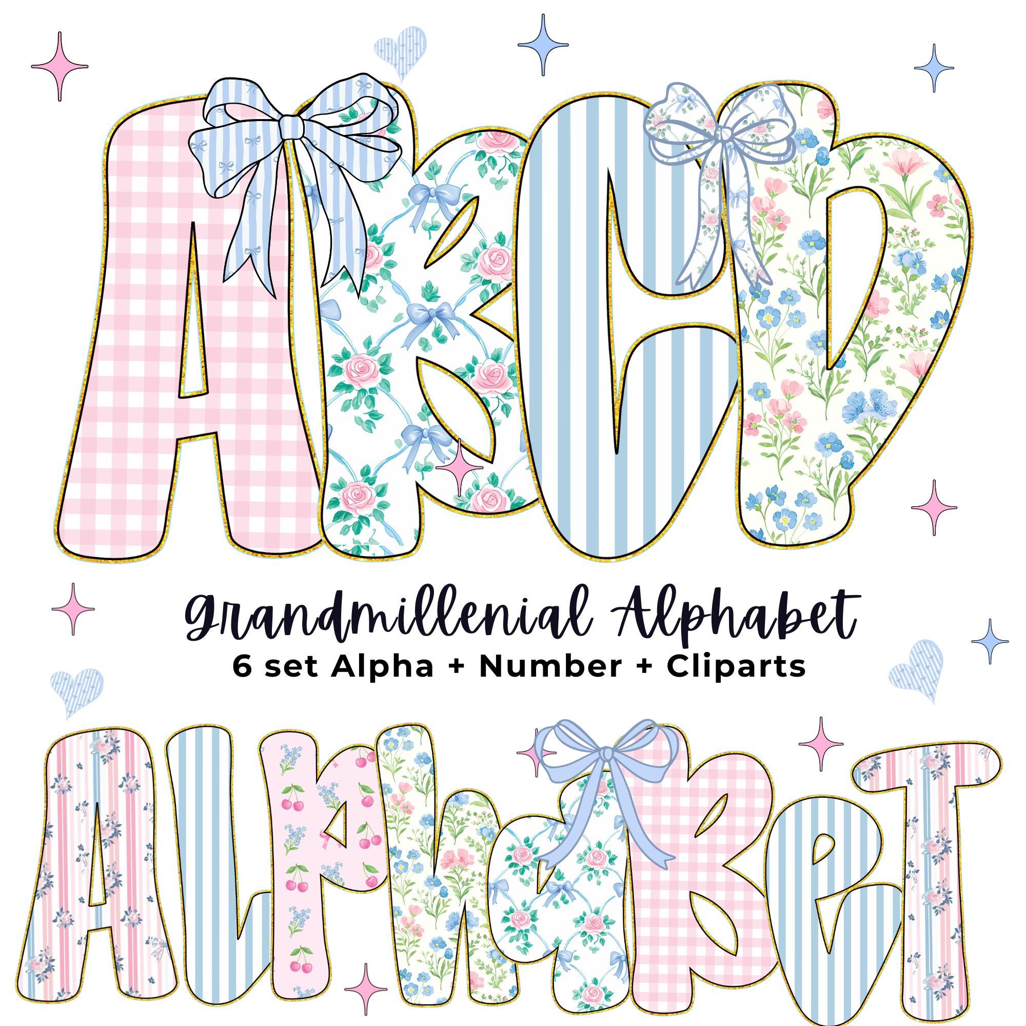 Grandmillenial Png, Floral Alphabet, Preppy Designs, Alphabet Png ...