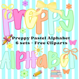Preppy Back To School Letters, Preppy Letters & Numbers PNG Bundle, Coquette Teacher Png, Teacher Alphabet PNG, Colorful Teacher Letters